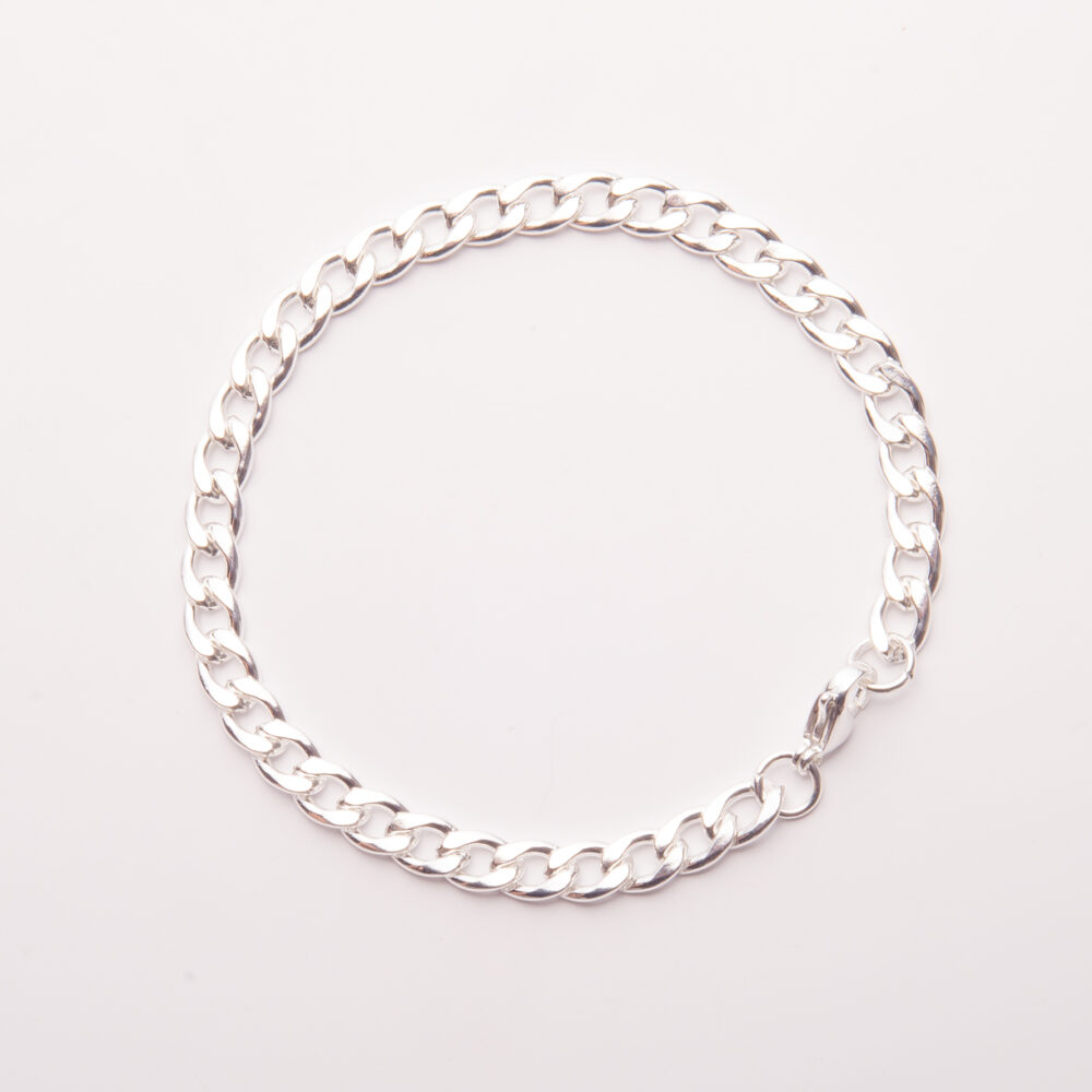ACEP34-PULSERA DE ACERO BLANCO CON ESLABONES CHATOS