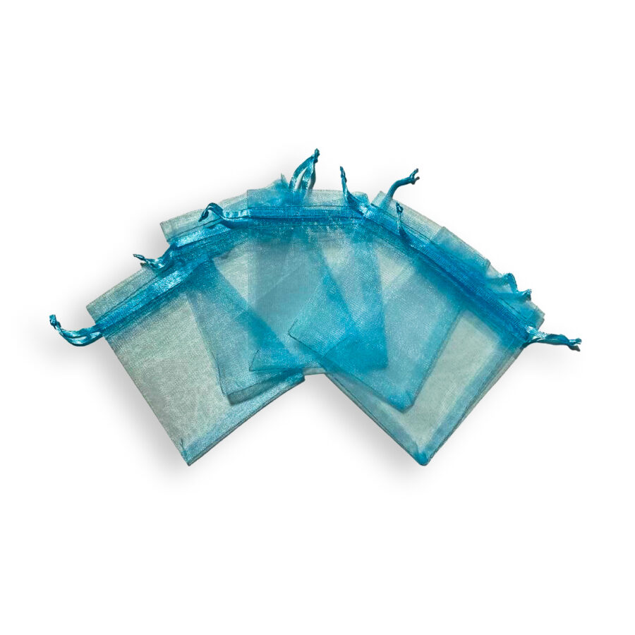 BOLSAS DE ORGANZA CELESTE POR 5 UNIIDADES-BDO04