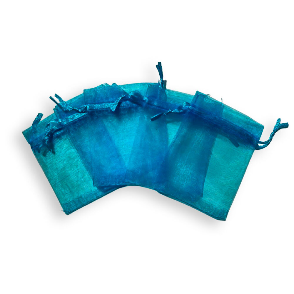 BOLSAS DE ORGANZA TURQUESA POR 5 UNIDADES-BDO12