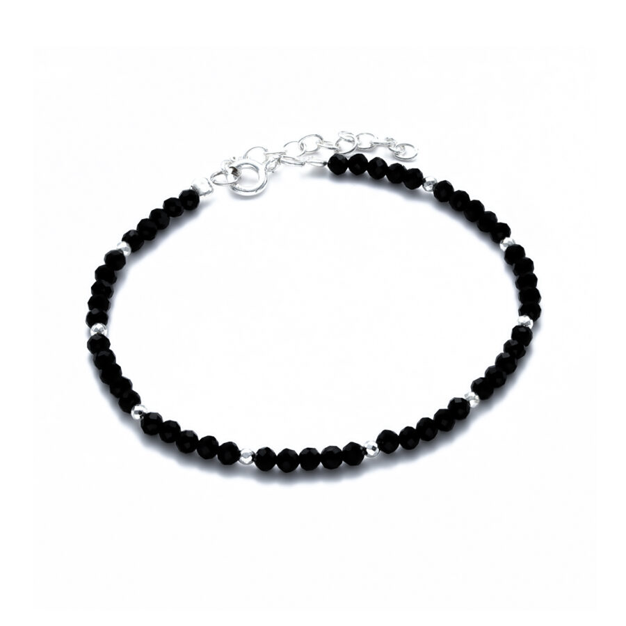 P35T9-PULSERA DE PLATA 925 CON CRISTAL NEGRO