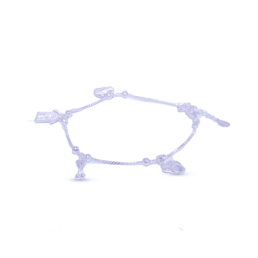 PULSERA DE PLATA 925 ESLABON VENECIANA Y DIJES DISEÑO PET