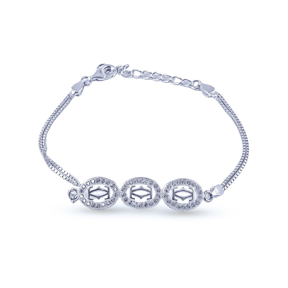 PULSERA DE PLATA 925 DOBLE CON DIJE CON CUBIC-P4807A