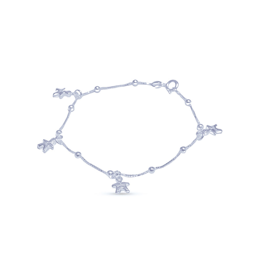 PULSERA DE PLATA 925 VENECIANA CON ESFERAS Y DIJE DE NIÑO