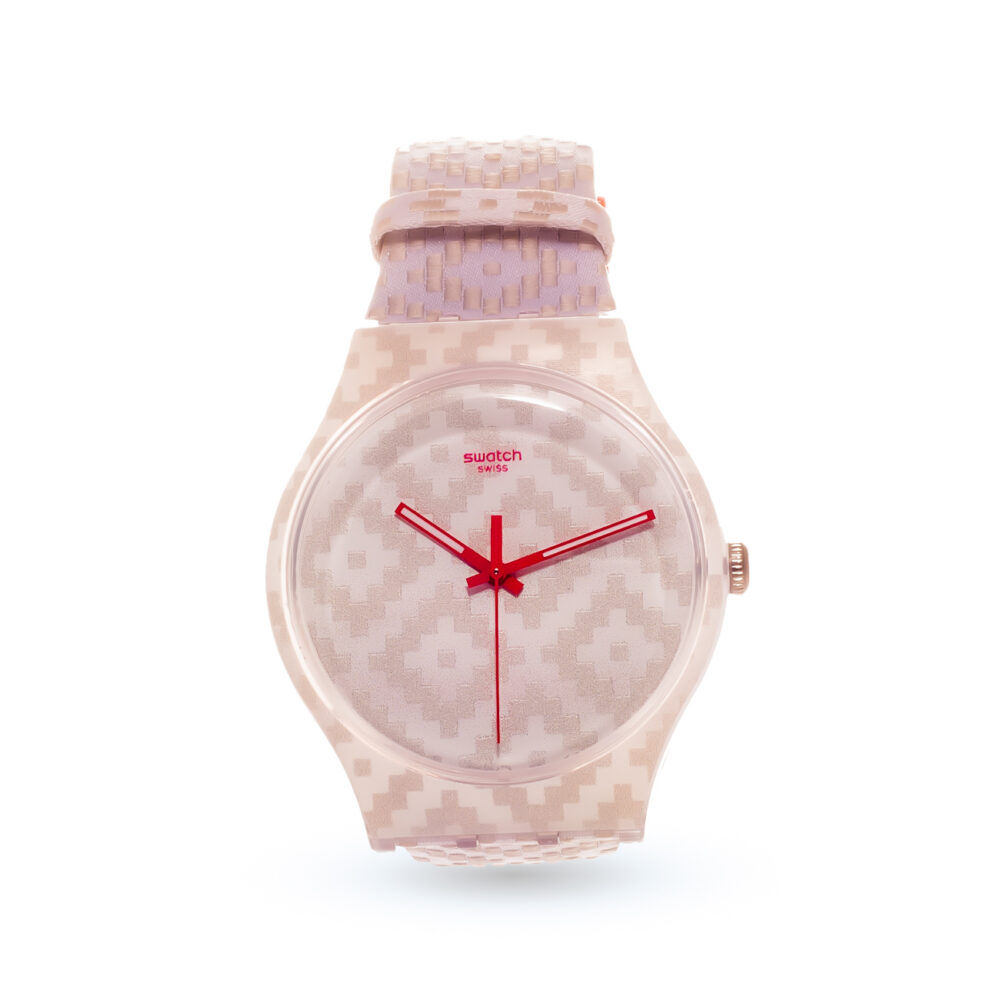RELOJ SWATCH TEXTURADO AGUJAS ROJAS-R109