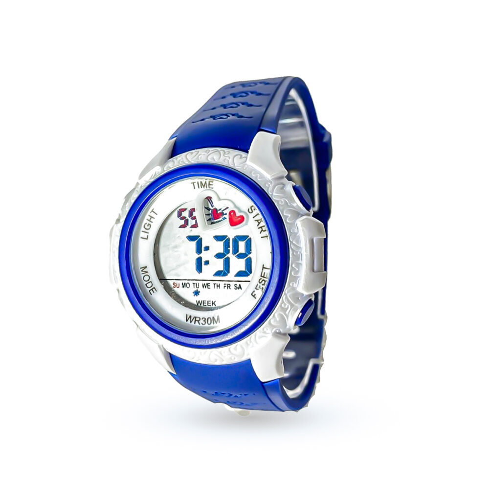 RELOJ TIME AZUL CON DETALLES BLANCOS-RE641