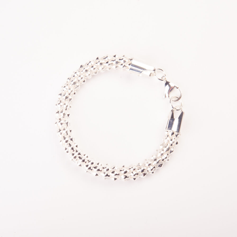 PULSERA DE ACERO BLANCO PUNTO COREANO GRUESO - ACE414P