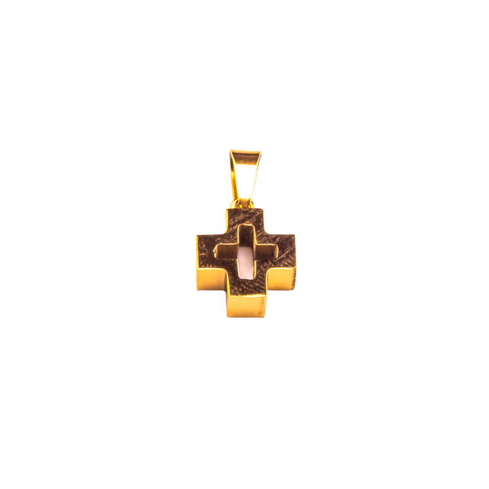 DIJE ACERO DORADO CRUZ CUADRADA LISA- ACED40