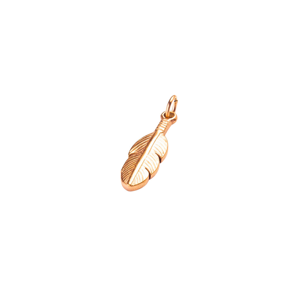 DIJE PLUMA DE ACERO ROSÉ-ACED418 - Imagen 2