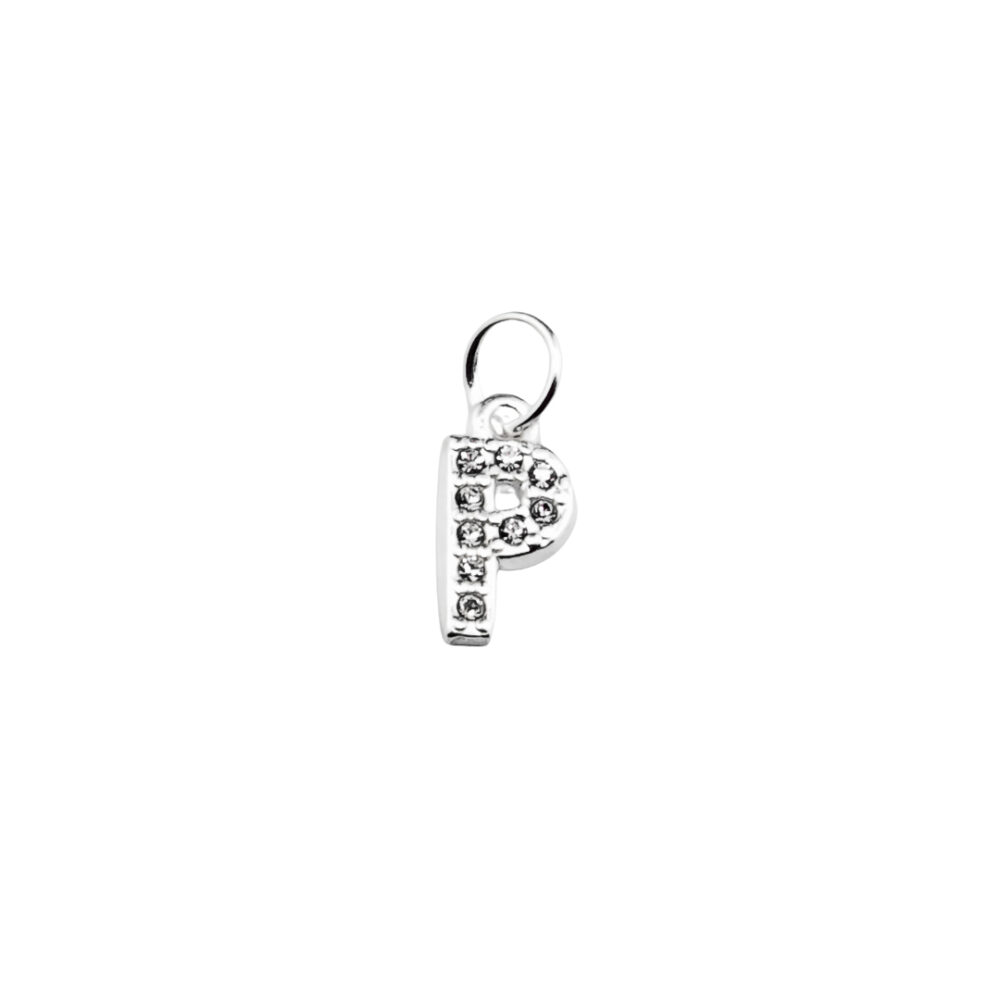 DIJE ACERO BLANCO LETRA "P" CON MINI ZIRCONIAS - ACED66 - Imagen 3