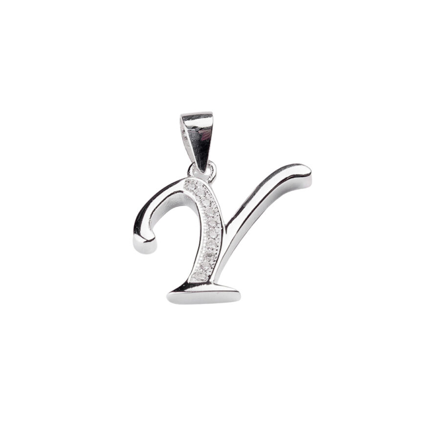 DIJE DE PLATA 925 LETRA Y CON ZIRCONIA - D06H1