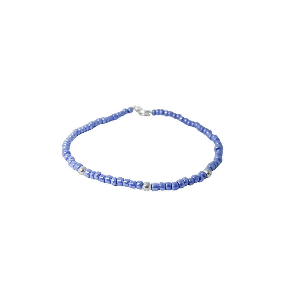 PLB25- PULSERA SEMI JOYAS BOLITAS DE PLATA Y BIJOU