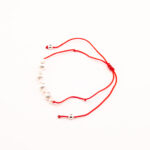 PULSERA MACRAME DE PLATA 925 CON 6 FLORES DE PERLAS BLANCAS - Imagen 2