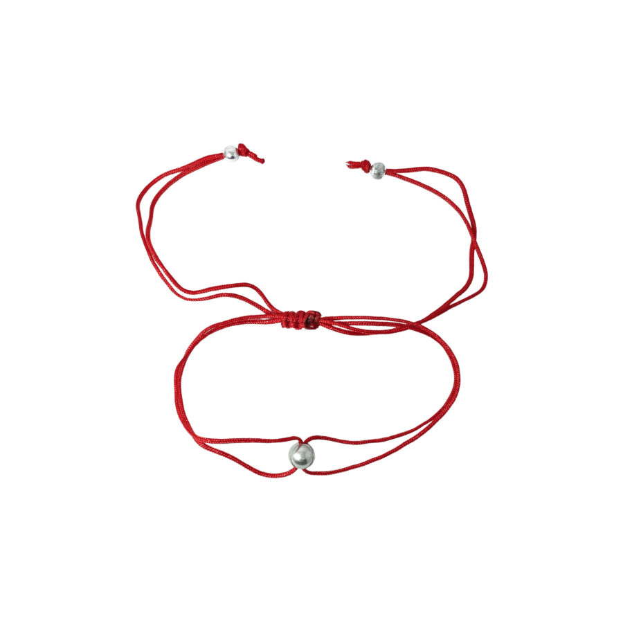 PULSERA MACRAME ROJA SIMPLE CON BOLITA DE PLATA 925 - PM02N - Imagen 2