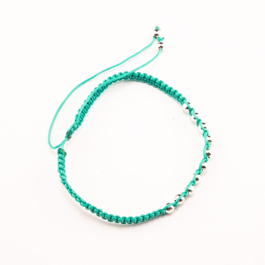 PULSERA MACRAME VERDE CON BOLITAS DE PLATA 925 - PM02P - Imagen 2