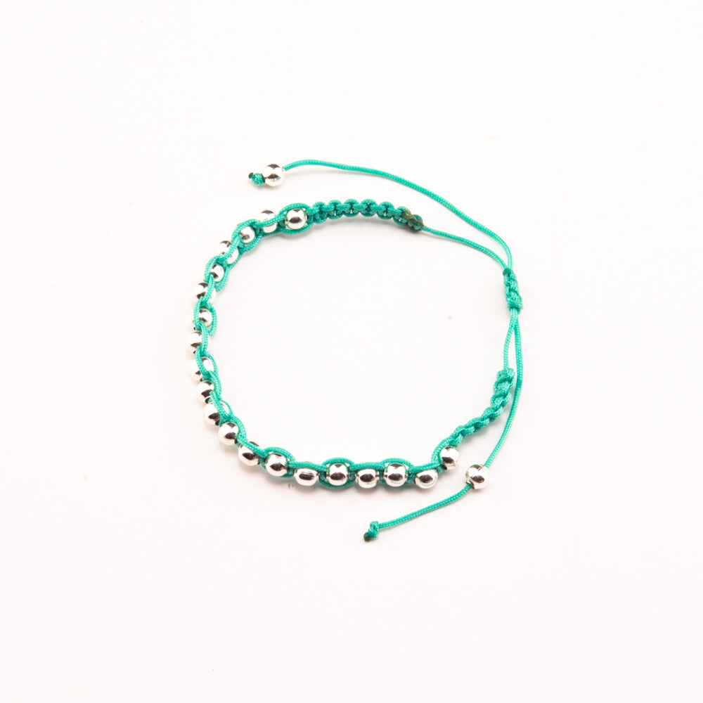 PULSERA MACRAME DE PLATA 925 + BOLITAS PLATEADAS - Imagen 2