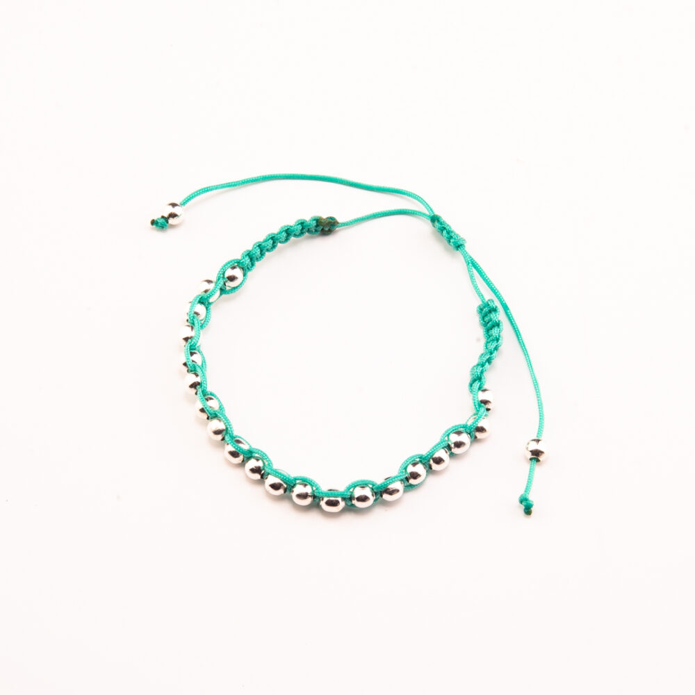 PULSERA MACRAME DE PLATA 925 + BOLITAS PLATEADAS
