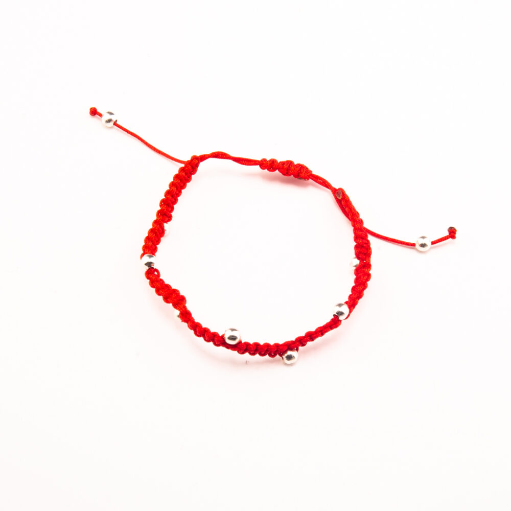 PULSERA MACRAME CON BOLITAS DE PLATA 925 INTERCALADAS - Imagen 2