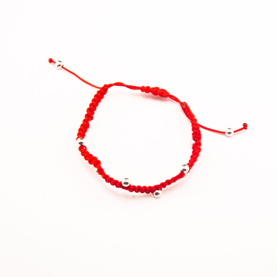PULSERA MACRAME CON BOLITAS DE PLATA 925 INTERCALADAS - Imagen 2