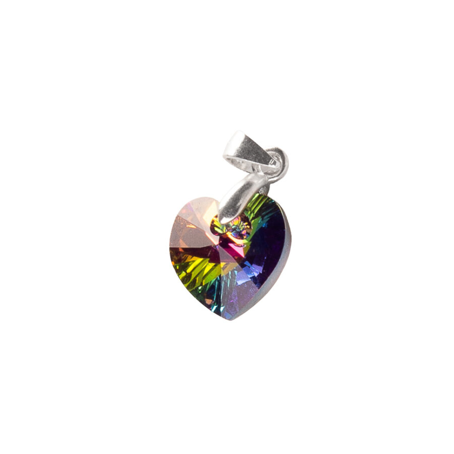 DIJE CORAZÓN DE CRISTAL VERDE TORNASOLADO - DIS005