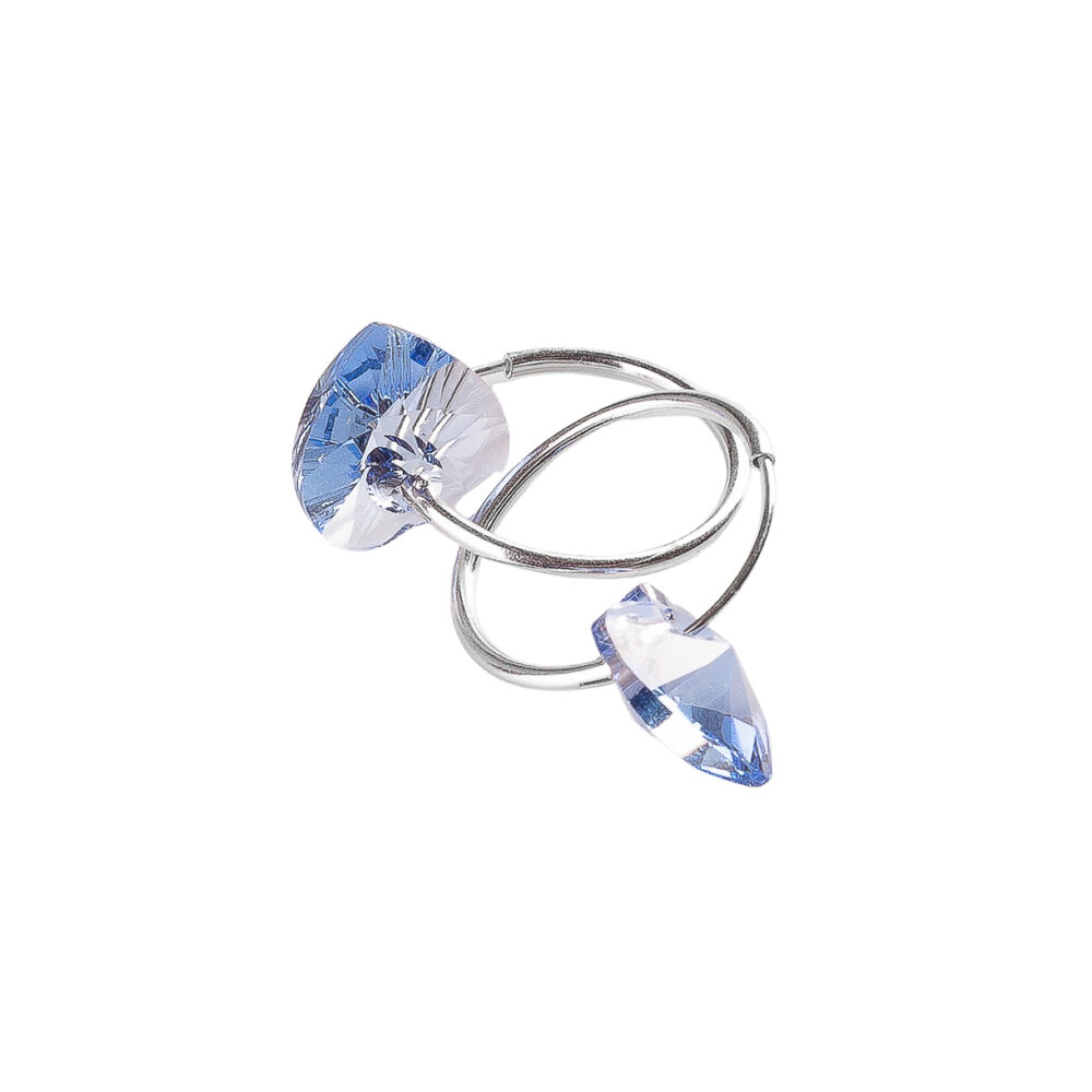 ARGOLLAS DE PLATA 925 15MM CON CORAZON DE CRISTAL CELESTE - Imagen 2