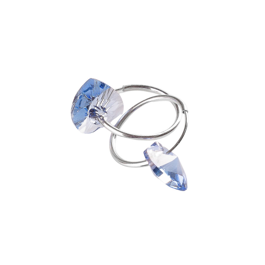 ARGOLLAS DE PLATA 925 15MM CON CORAZON DE CRISTAL CELESTE - Imagen 2