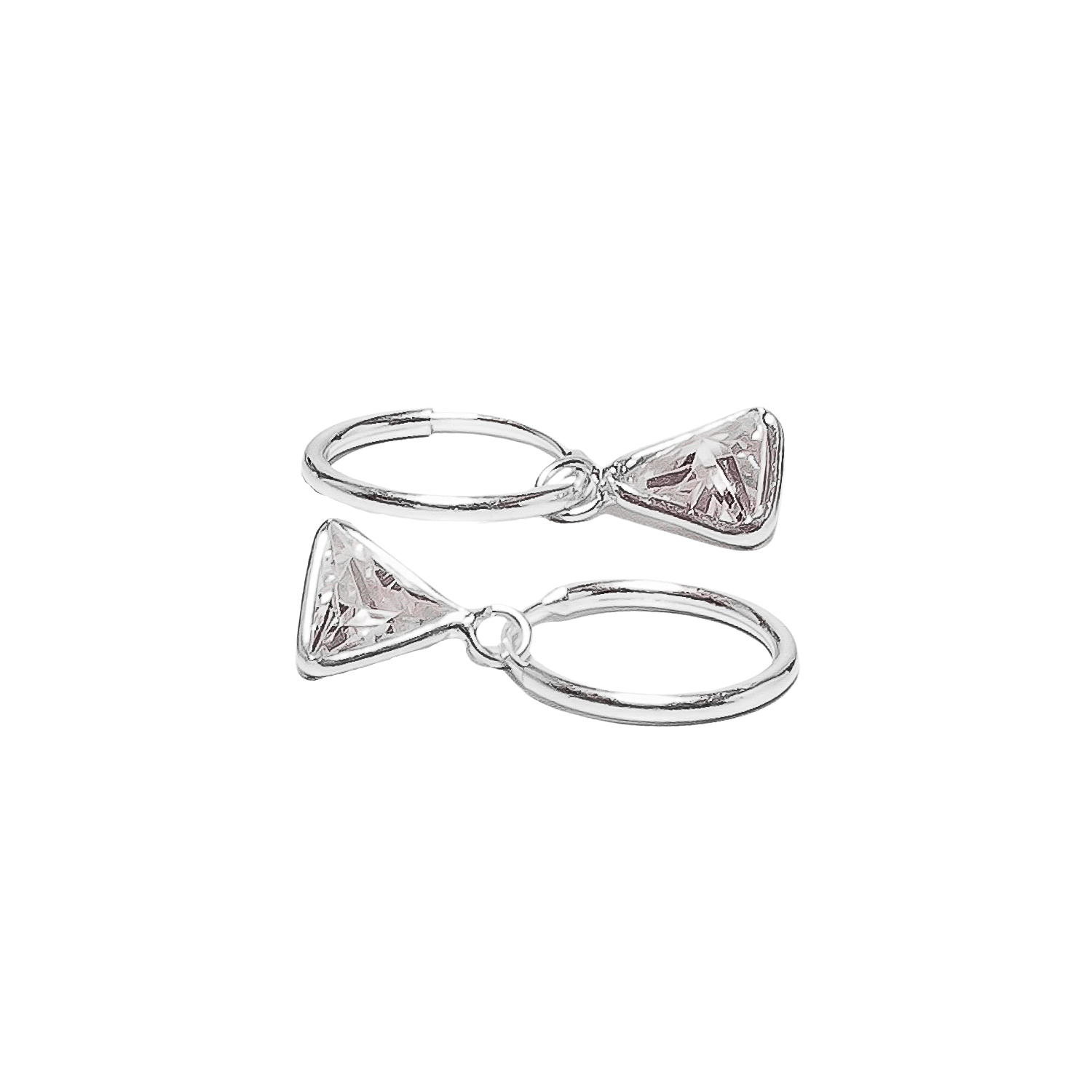 ARGOLLAS DE PLATA 925 CON ZIRCONIA TRIANGULAR - ARG101 - Imagen 2