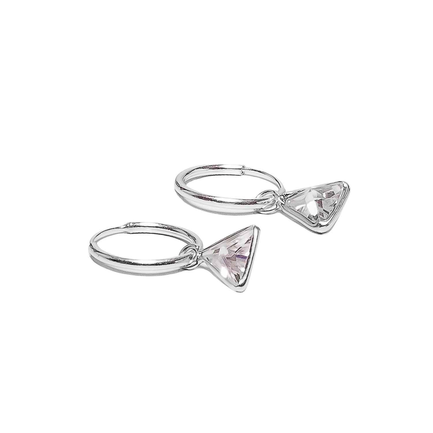 ARGOLLAS DE PLATA 925 CON ZIRCONIA TRIANGULAR - ARG101