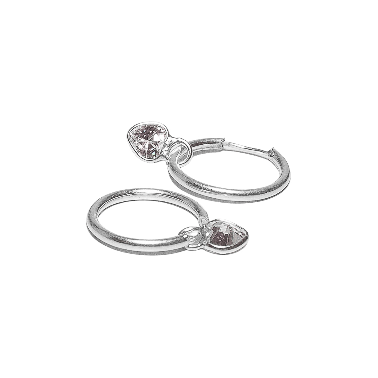 ARGOLLAS DE PLATA 925 CON ZIRCONIA DE CORAZON ENGARZADO - Imagen 2