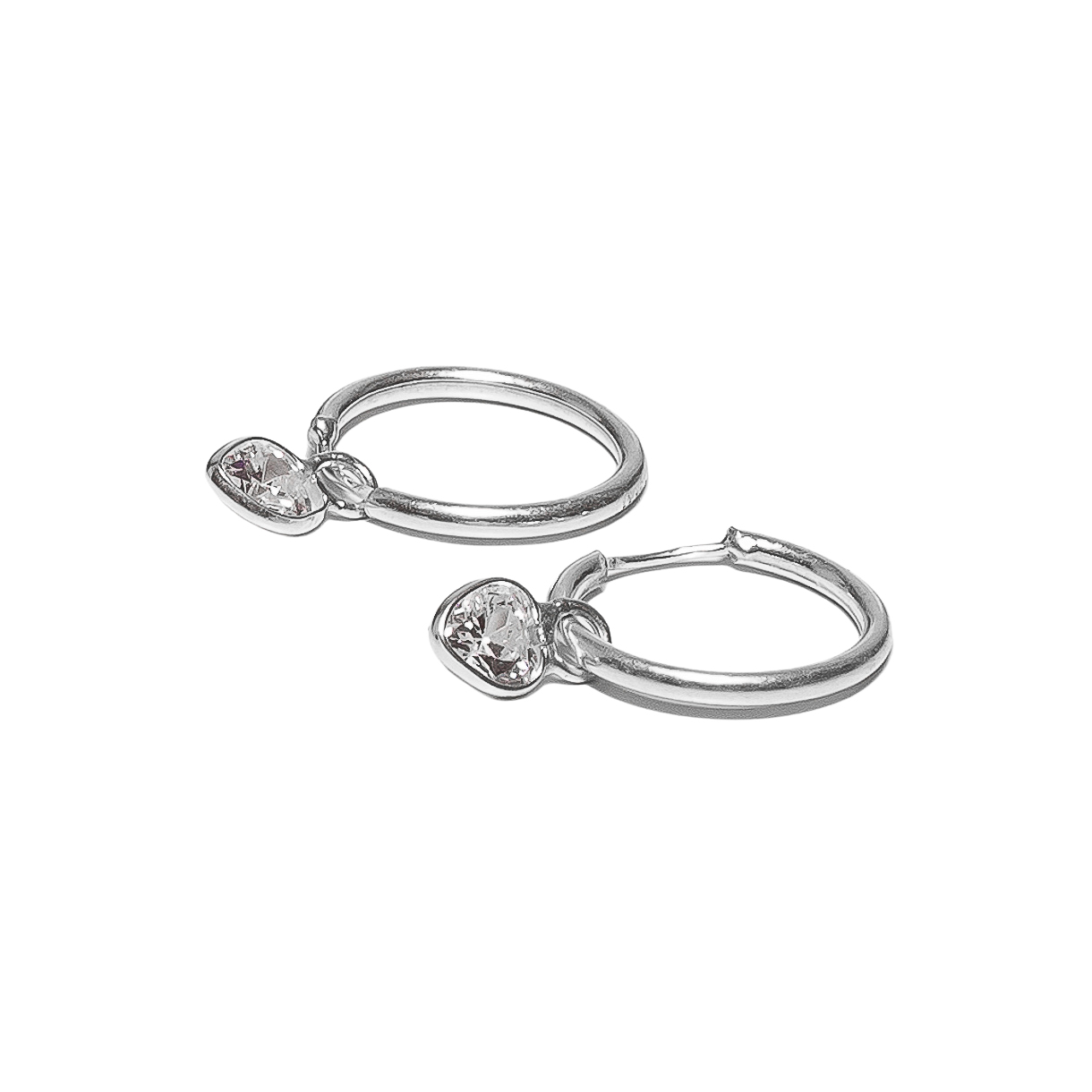 ARGOLLAS DE PLATA 925 CON ZIRCONIA DE CORAZON ENGARZADO