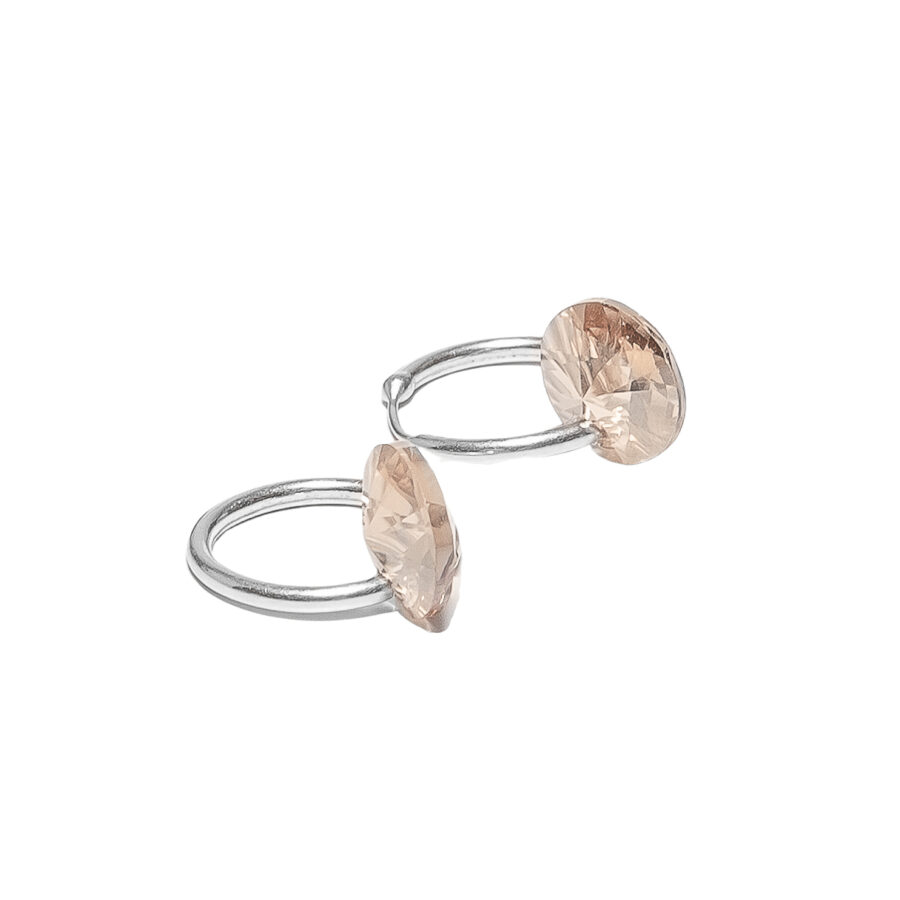 ARGOLLAS DE PLATA 925 CON CIRCULO DE CRISTAL COLOR AMBAR