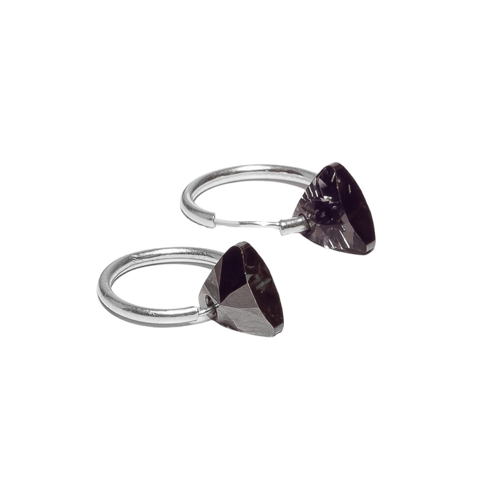 ARGOLLAS DE PLATA 925 CON CRISTAL TRIANGULAR NEGRO - AR0151W1 - Imagen 2