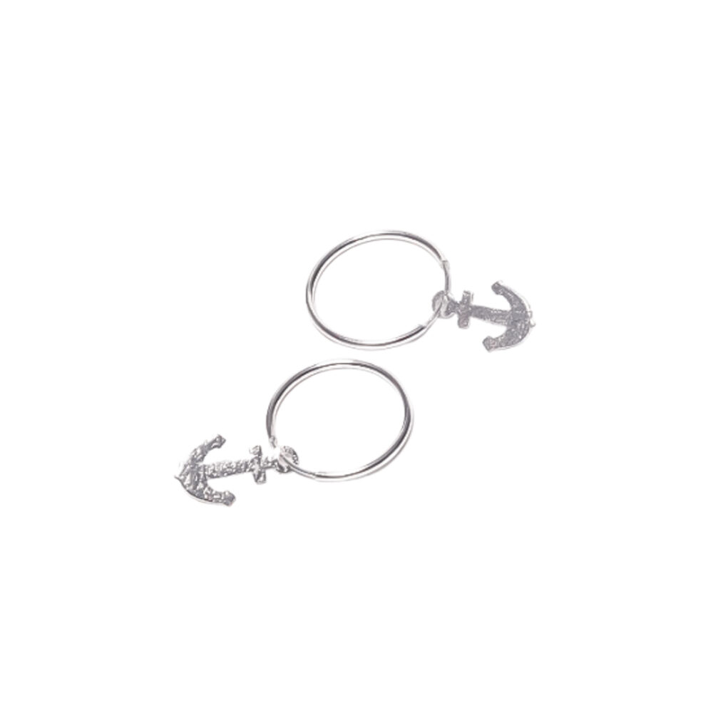 ARGOLLAS DE PLATA 925 CON DIJE DE ANCLA LISA - ARG284