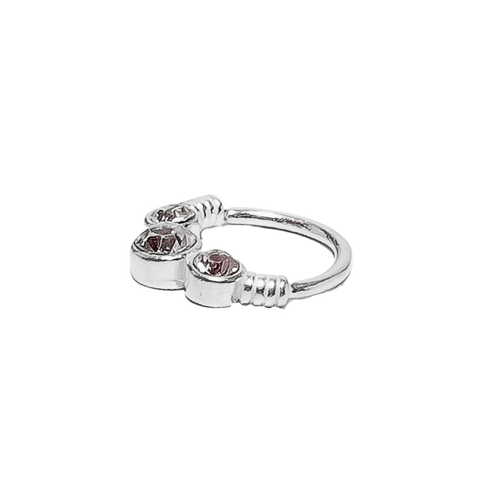 PIERCING SEPTUM DE PLATA 925 CON TRES ZIRCONIAS - ARH23 - Imagen 2