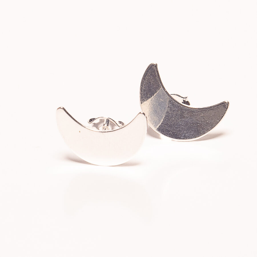 AROS DE PLATA 925 CON LUNA LISA - AR0185