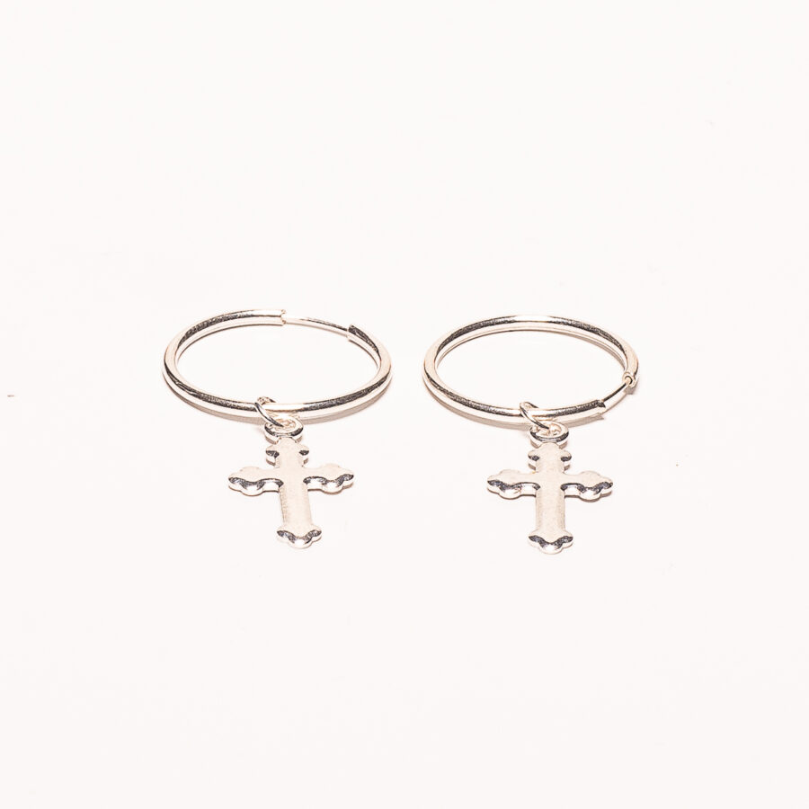 ARGOLLAS DE PLATA 925 CON DIJE DE CRUZ LISA - AR3006