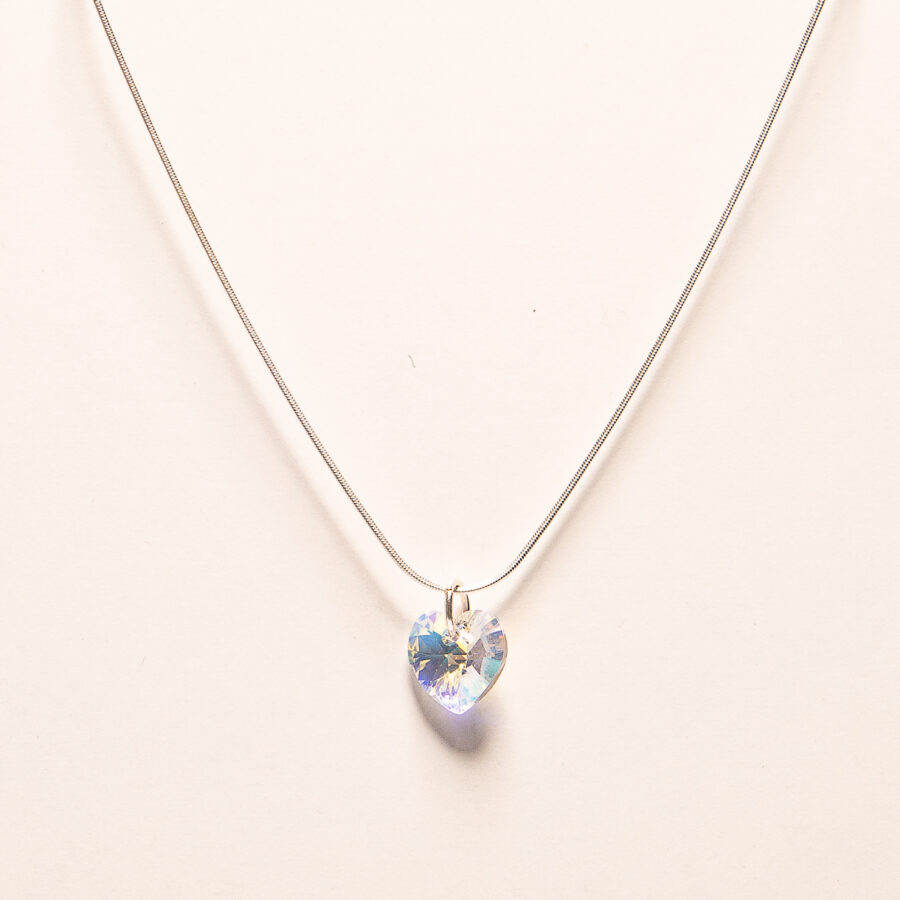 CADENA PLATA 925 + DIJE DE CORAZON DE CRISTAL- CADENA VARIAS