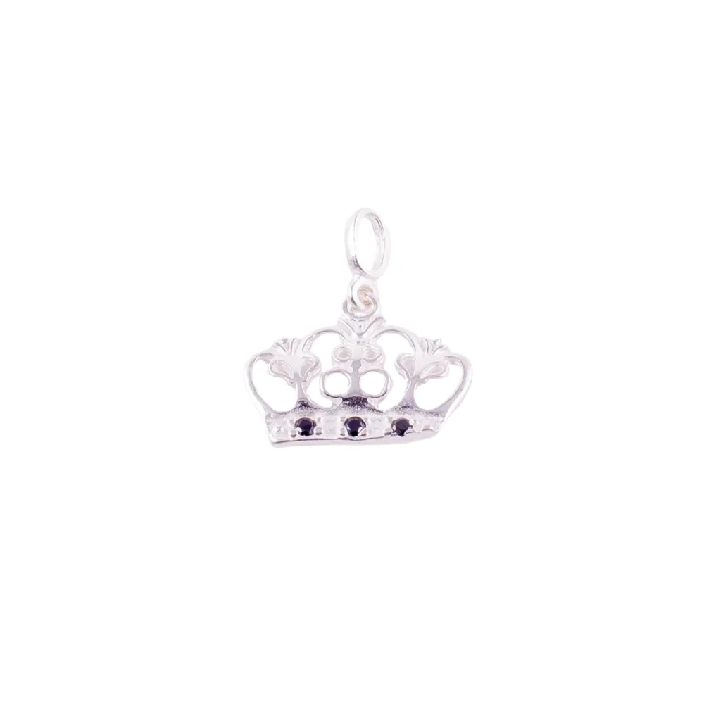 DIJE DE PLATA 925 CORONA CON TRES PIEDRAS CÚBICAS VIOLETAS