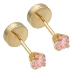 AROS ABRIDOR BEBE DE ORO18K CON MINI ZIRCONIA ROSA - ABO0033