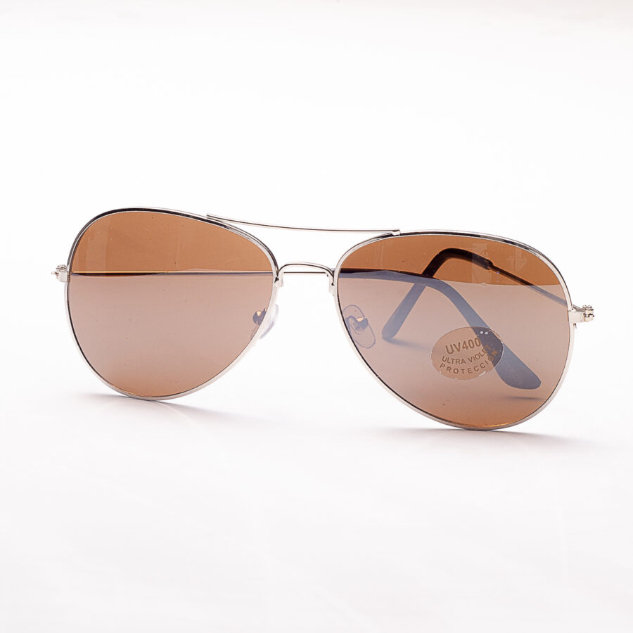 LENTES DE MODA ESTILO AVIADOR MARRONES CON MARCO PLATEADO - Imagen 2