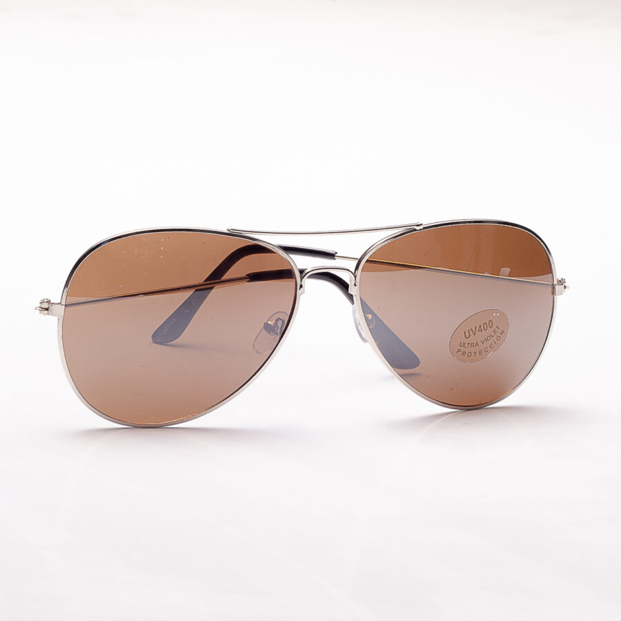LENTES DE MODA ESTILO AVIADOR MARRONES CON MARCO PLATEADO
