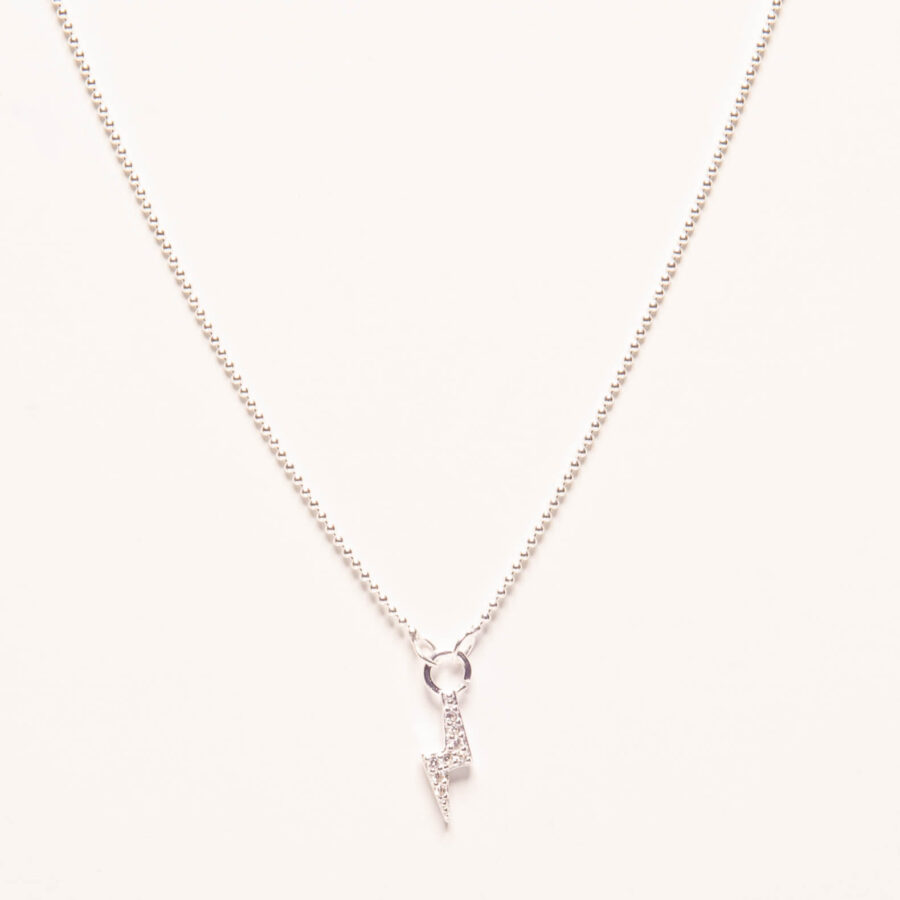 CONJUNTO DE PLATA 925 CADENA DE BOLITAS Y DIJE DE RAYO