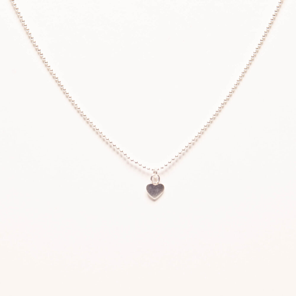 PULSERA DE PLATA 925 CON BOLITAS Y DIJE DE CORAZON LISO