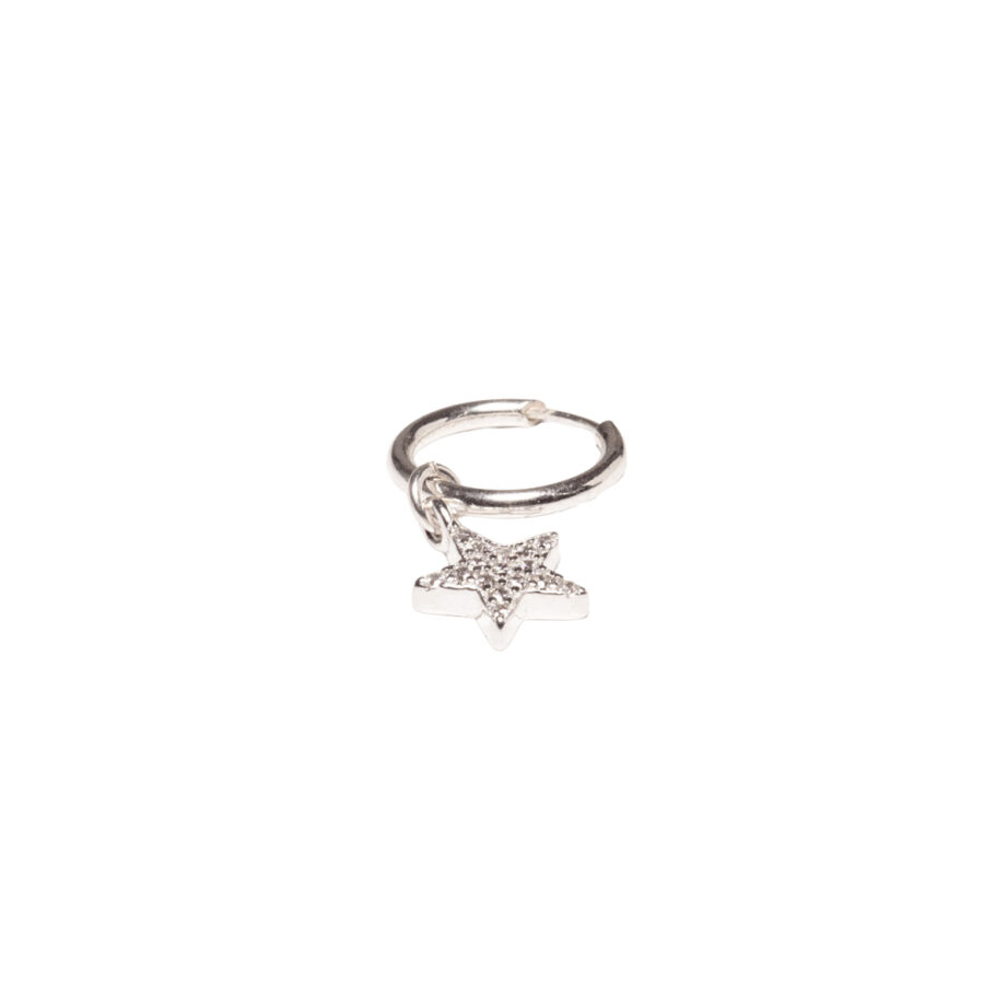 ARGOLLAS DE PLATA 925 CON DIJE DE ESTRELLA CON CUBIC