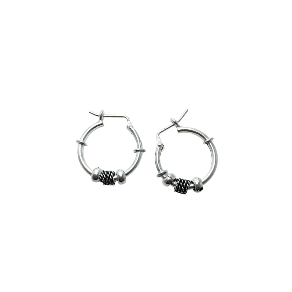 AR03F8-ARGOLLA BALI DE PLATA 925 CON DETALLE EMPAVONADO