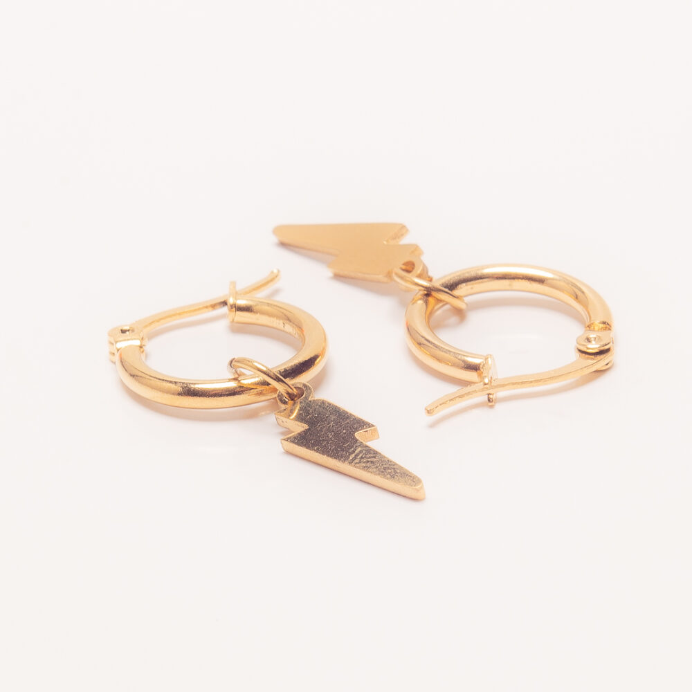 ARO ARGOLLA DORADO CON DIJE DE RAYO 15MM - ACEA459 - Imagen 2