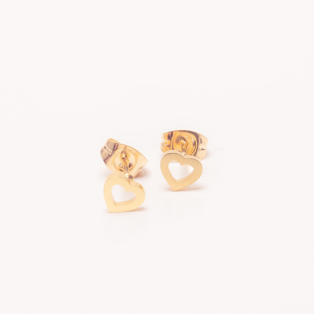 AROS PASANTES ACERO DORADO CORAZON CALADO - ACEA922