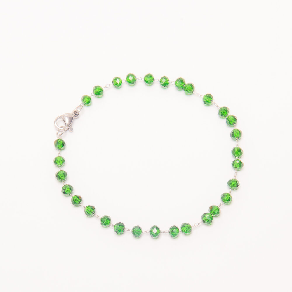 PULSERA ACERO QUIRURGICO CON CRISTAL DE ROCA VERDE - ACEP77