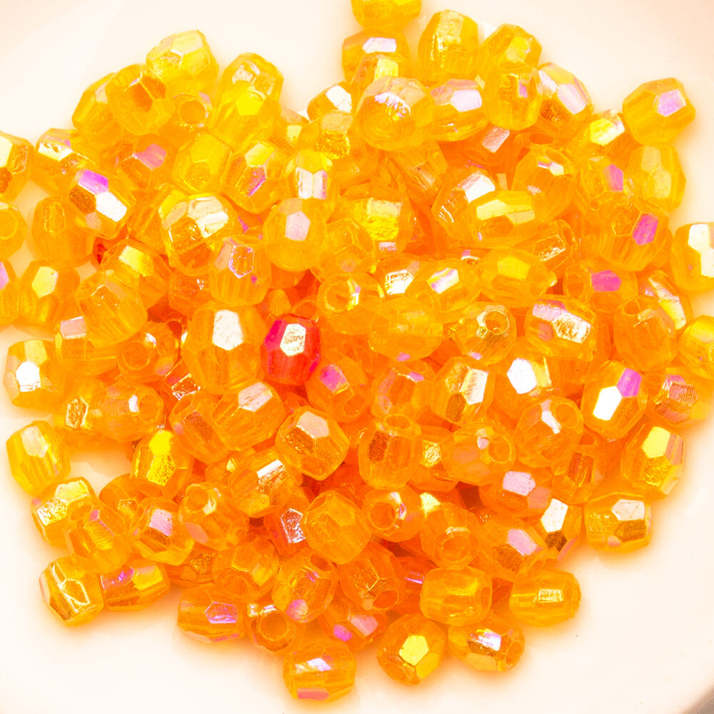 PERLA FACETADA NRO 4 NARANJA TORNASOLADA X 10 GRAMOS