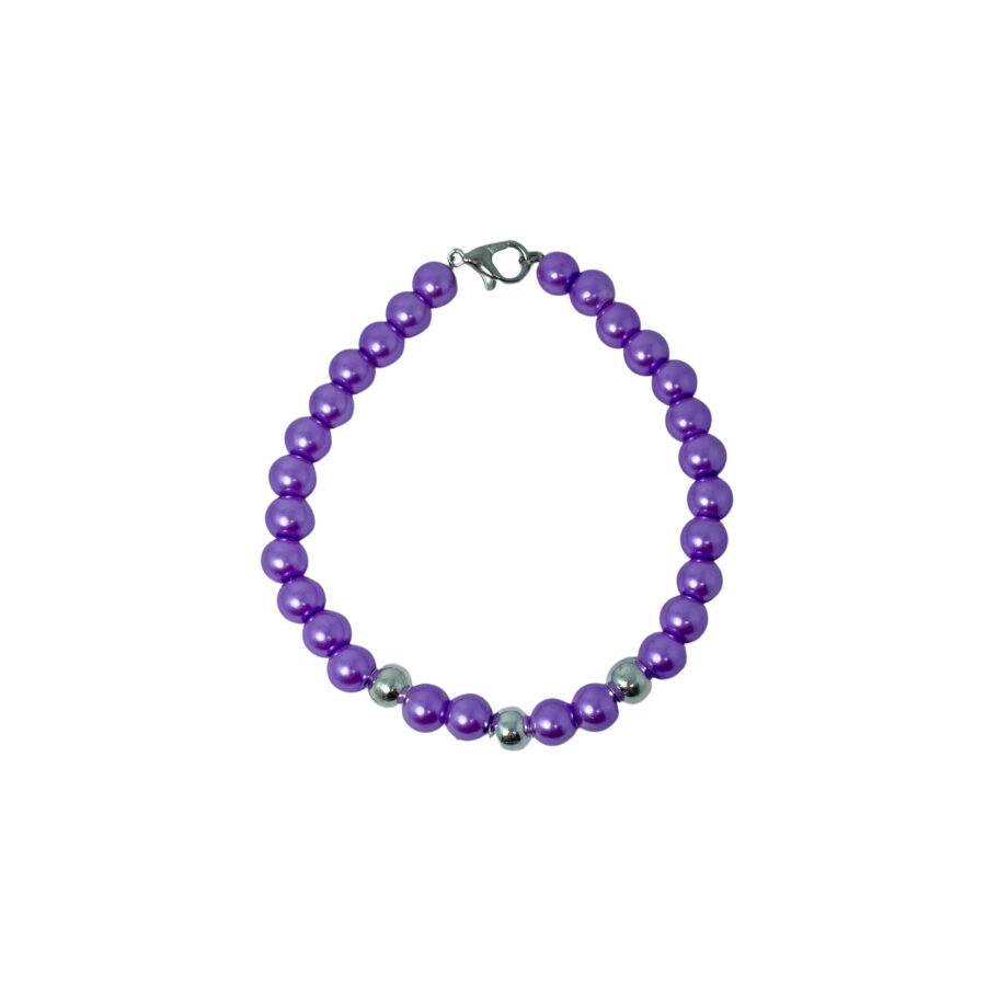 PULSERA SEMI JOYA PLATA 925 Y BIJOUTERIE BOLITAS COLOR LILA - Imagen 2