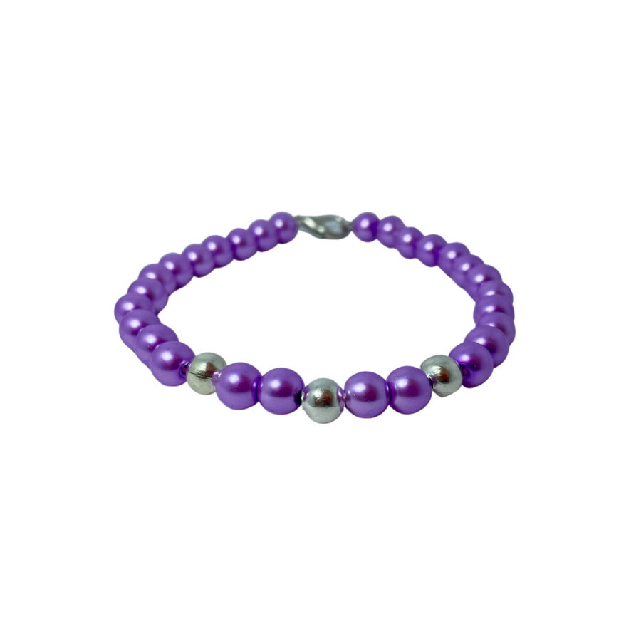PULSERA SEMI JOYA PLATA 925 Y BIJOUTERIE BOLITAS COLOR LILA